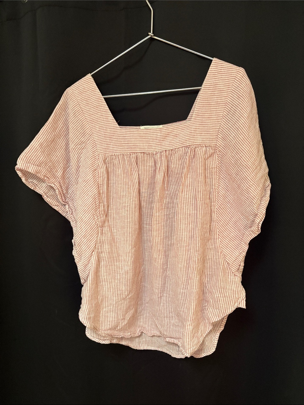 beachlunchlounge Pink & White Striped Square-Neck Blouse